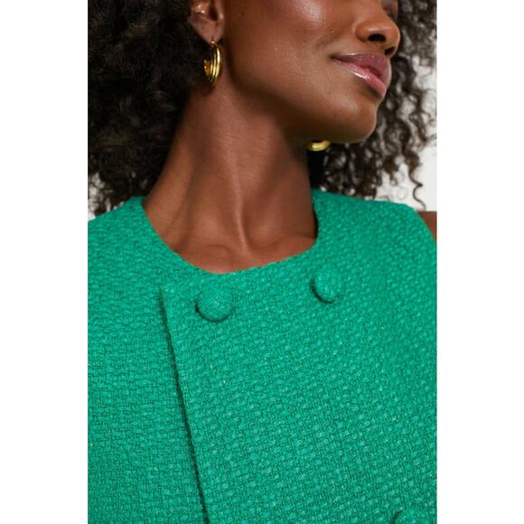 Tuckernuck Pomander Place Emerald Green Tweed Bianca Dress - Picture 5 of 11
